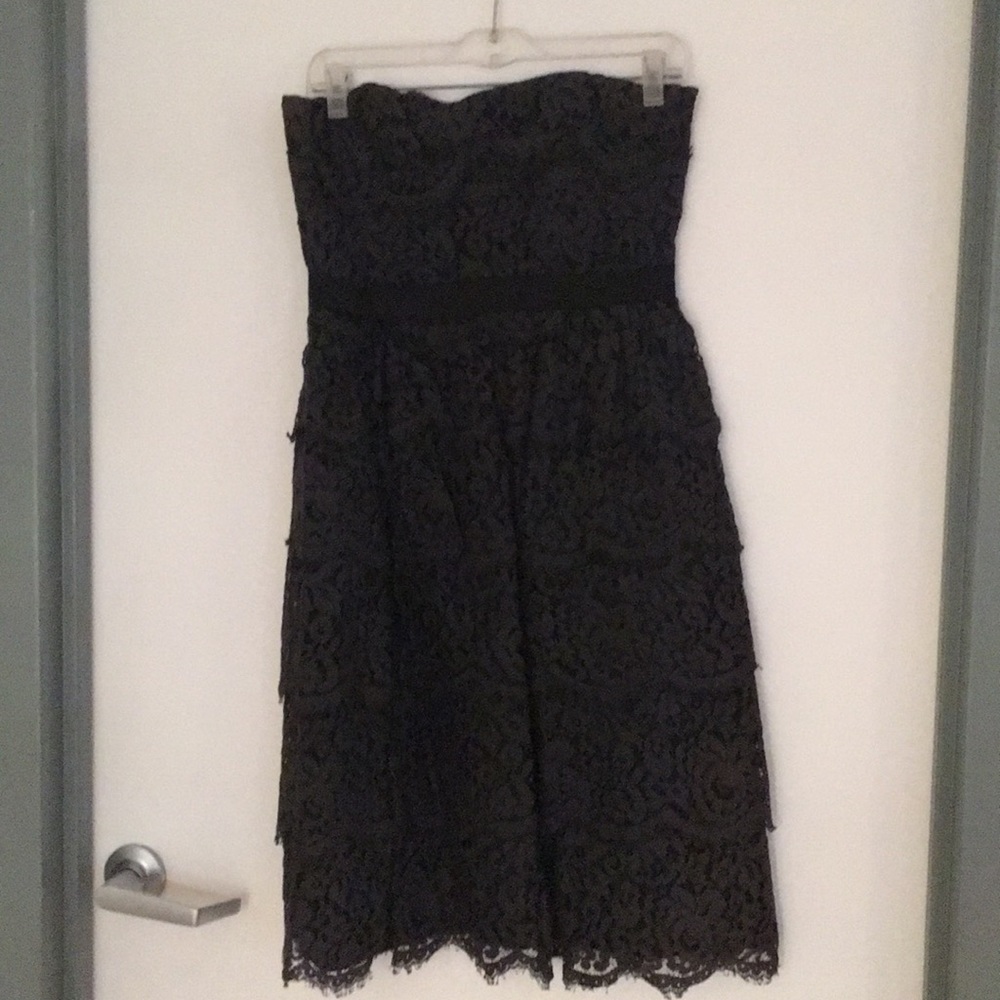 Jill Stuart black lace strappless dress. Sz 6